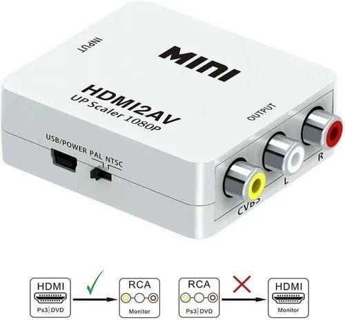Convertidor Adaptador De Hdmi A Rca Full Hd 1080p