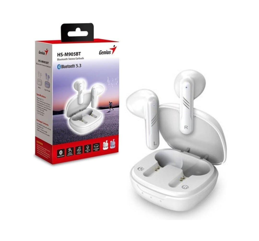 AUDÍFONOS Bluetooth Genius HS-M905BT White con micrófono integrado y sonido envolvente extraordinario