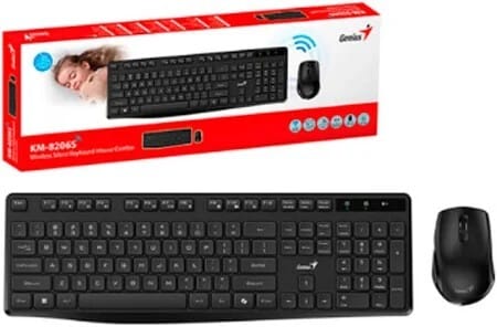 COMBO GENIUS KM-8206S Mouse + Teclado Inalámbrico Negro con conexión estable y diseño ergonómico sensacional