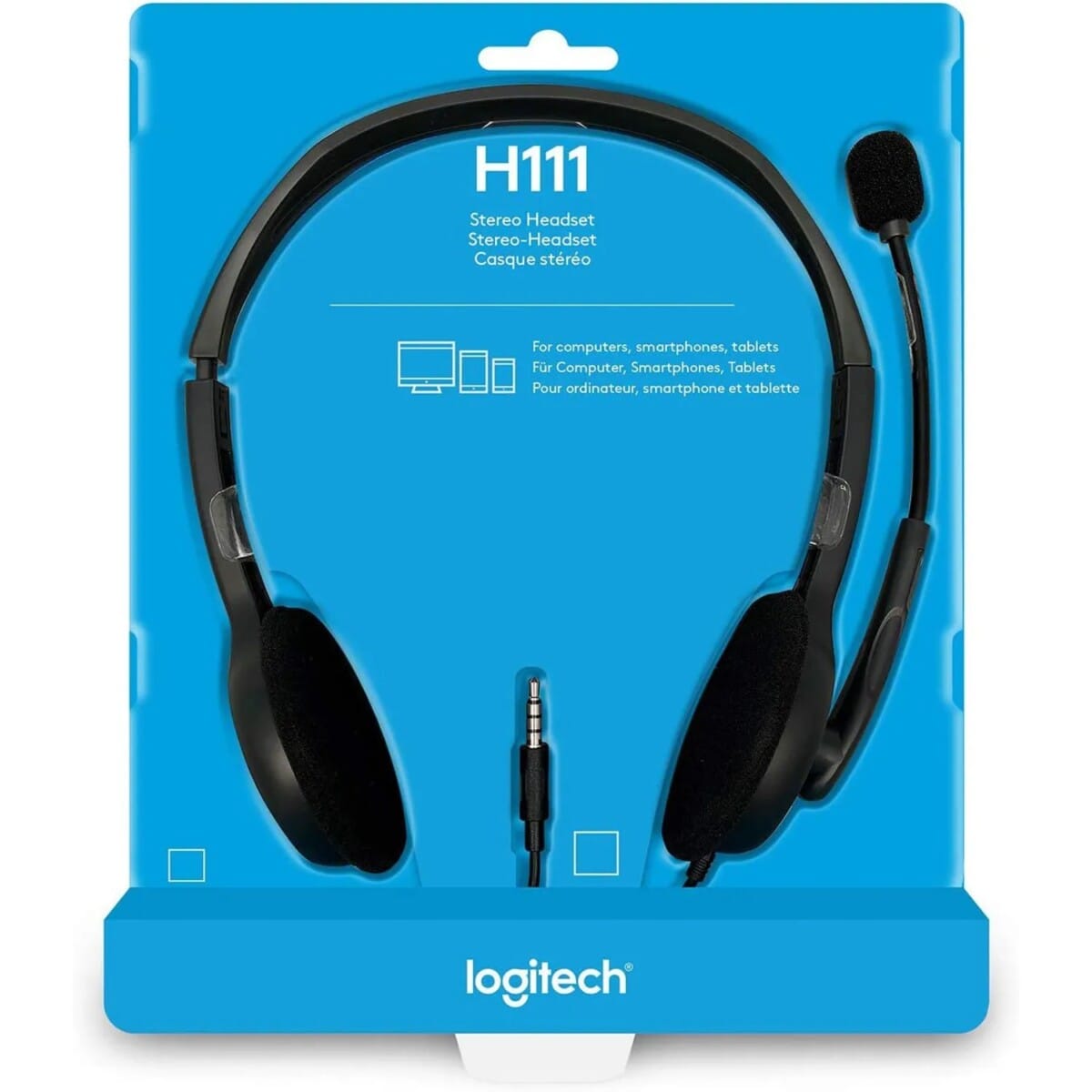 DIADEMA Logitech H111 Stereo Silver con micrófono ajustable y sonido nítido extraordinario