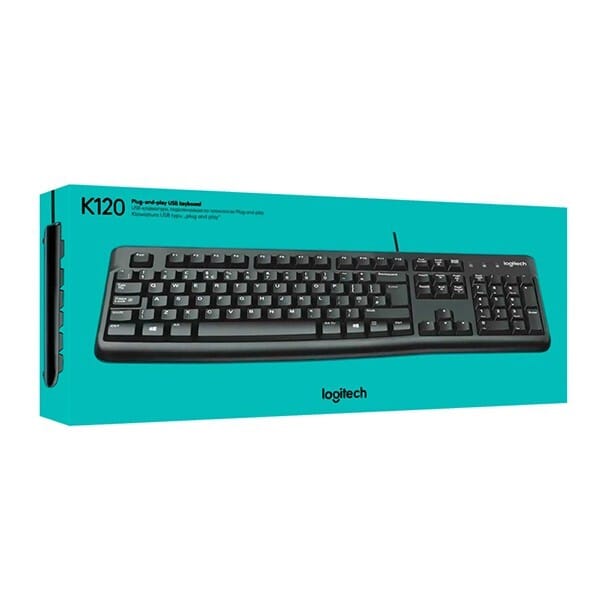 TECLADO Logitech K120 USB Negro resistente, silencioso y de diseño ergonómico extraordinario