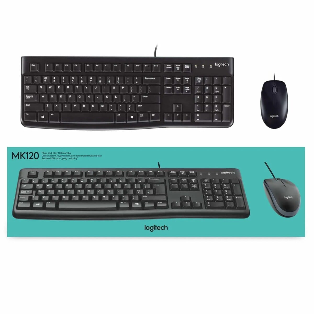 COMBO MOUSE + TECLADO Logitech MK120 USB Negro ergonómico, resistente y silencioso sensacional