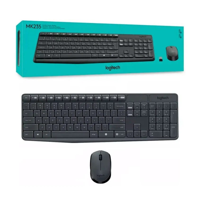 COMBO MOUSE + TECLADO Logitech MK235 inalámbrico gris resistente y duradero sensacional